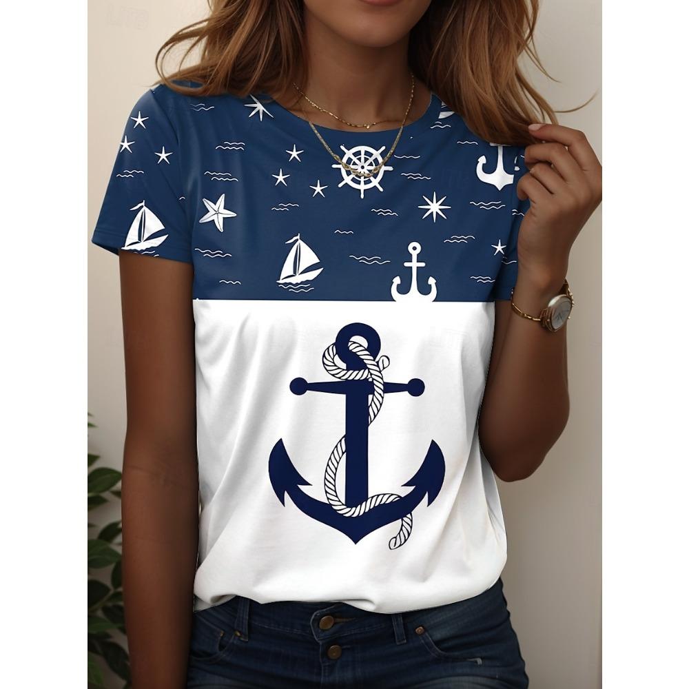 Women s T Shirt Print Floral Graphic Rose Elegant Vintage Fashion Short Sleeve Round Neck Regular Tops Summer S