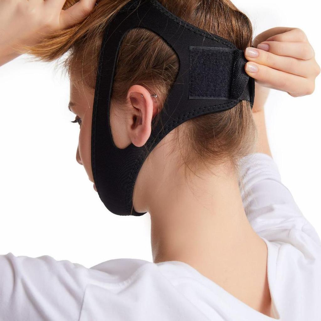 Black Triangle Anti-Snoring Breathable Chin Strap for Adults