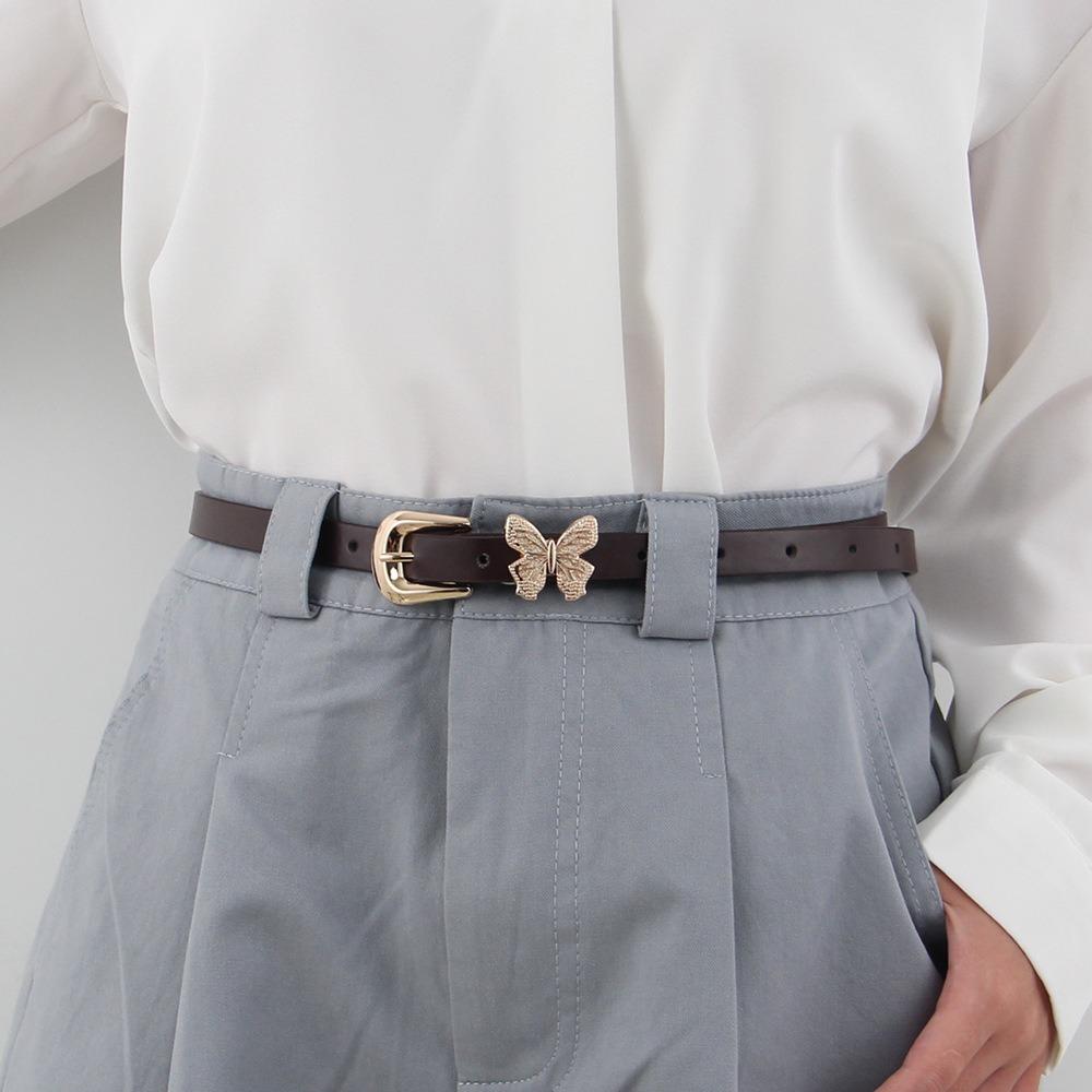 

Butterfly Design Women s Leather Belt Soft Faux Leather Waist Belt Vintage Pin Buckle Waistband кавовий