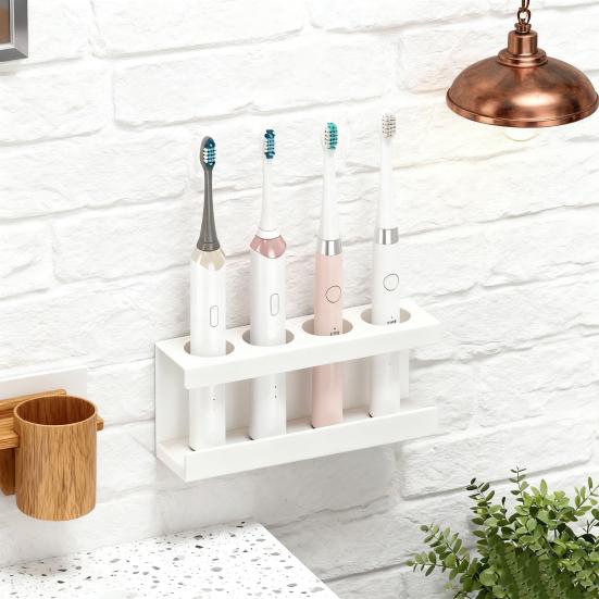 Uchwyt na szczoteczki do zębów montowany na ścianie bez wiercenia, stojak na szczoteczki do zębów elektryczne i manualne, pasta do zębów, organizer łazienkowy