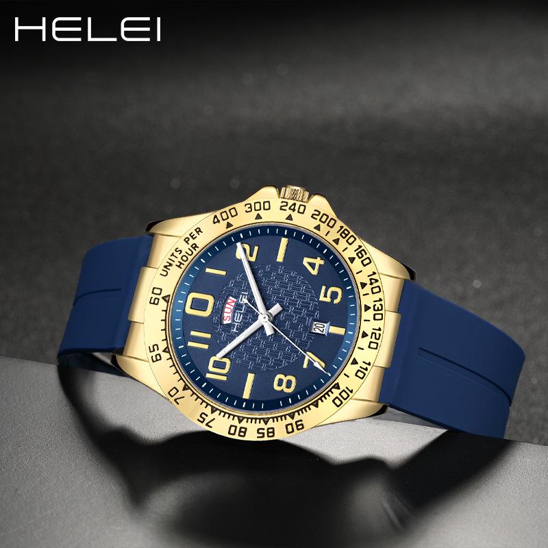 HELEI 2024 Men's Quartz Outdoor Sport Watch with Silicone Strap