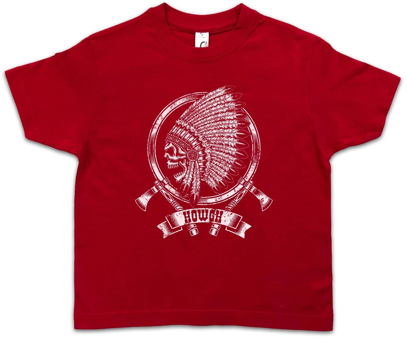 DEAD INDIAN CHIEF Kids Boys T-Shirt Skeleton Chieftain Nation Headman Axe Skull 160