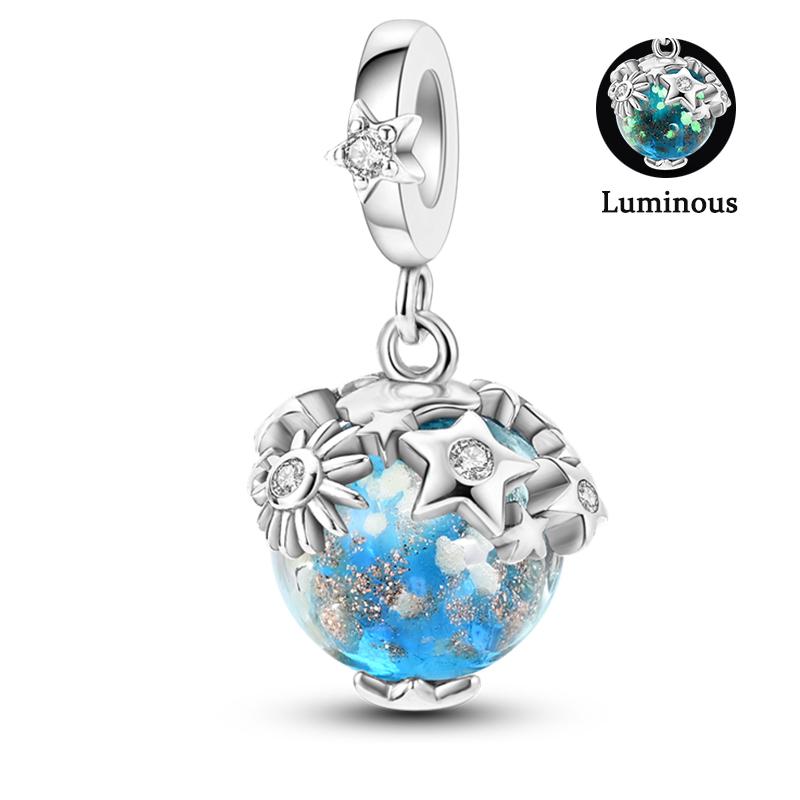 Charm Bead Components Compatible With Pan Copper Metal Firefly Ocean Star Butterfly Glowing Changing Color Trendy Authentic Original Bracelets Do It