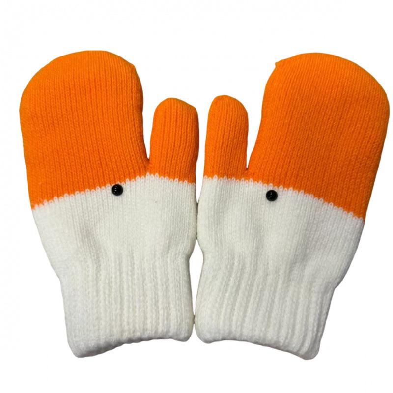 Women's Woolen Fingerless Goose Gloves - Thick, Warm, Velvet-Lined, Cold-Proof, Ideal for Autumn/Winter.