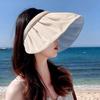 Sun Hat for Women, Wide Brim Sun Visor Hat, UPF50+ Lightweight Foldable Ponytail Sports Cap, Rollable Foldable Empty Top Hat