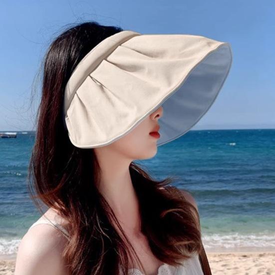 Sun Hat for Women, Wide Brim Sun Visor Hat, UPF50+ Lightweight Foldable Ponytail Sports Cap, Rollable Foldable Empty Top Hat