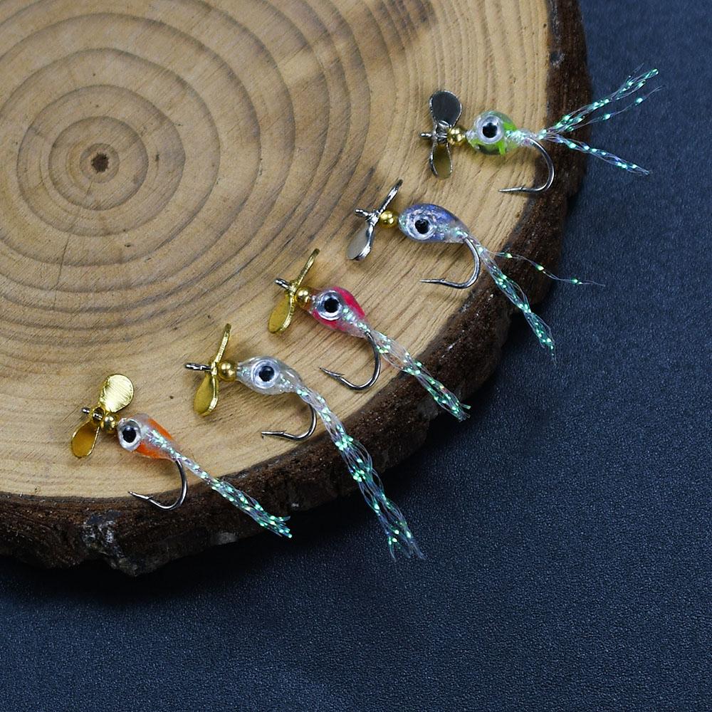 10Pcs Propeller Sequins Fly Bait Rotating Metal Spinner Lures for Fly Fishing Insect Lures Effective Trout And Bass Fishing Lure