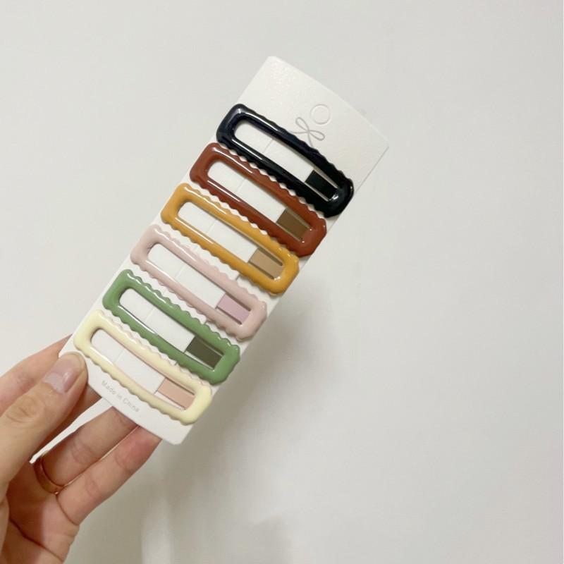 6Pcs Candy Color Wavy Hair Clip Women High-end Bangs Clip New Frosted BB Clip Simple Fresh Hairpin Girl Hair Accessories