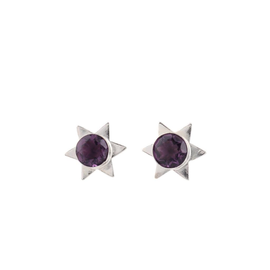 Amethyst Gemstone 925 Sterling Silver Women Jewelry Handmade Stud Earrings 0.44" EE-175-10