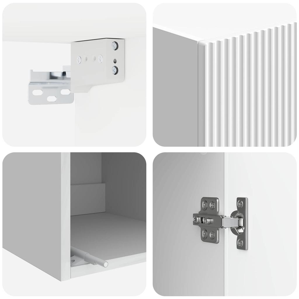 Wall Mounted Cabinet High Gloss White 33 x 34.5 x 90 cm Particleboard