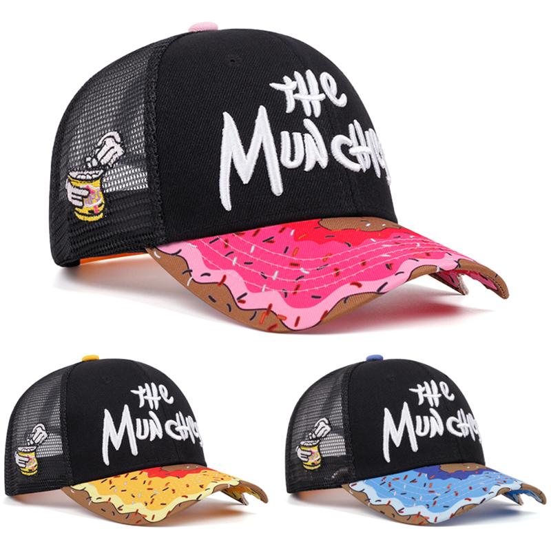 Yiran Bag Women's The Donut Embroidered Breathable Cotton Mesh Hat Men's Baseball Hat Hip Hop Hat Outdoor Sports Leisure Hat Sunshade Hat