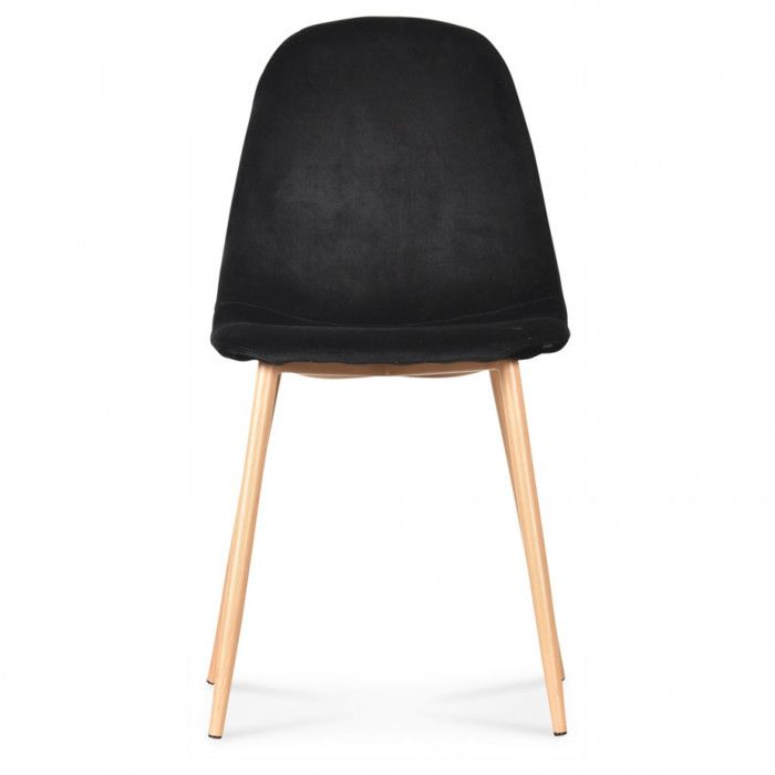 Set of 2 Opjet "Josef" Wood-style Velvet Chairs - Black