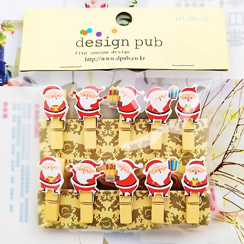 Cartoon Photo Display Decorated Odorless Christmas DIY Festive Atmosphere Gift Embellishment Wooden Clip Creative