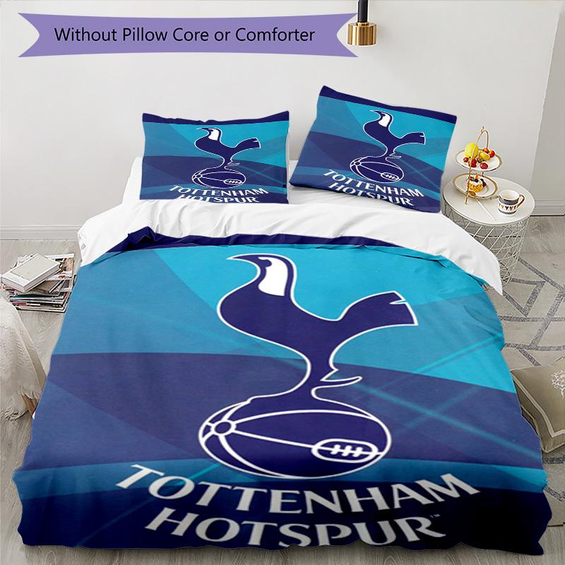 Tottenham Hotspur F.C Design Muster Bettbezug-Set – enthält 1 Bettbezug und 2 passende Kissenbezüge Schlafzimmerdekoration Weihnachtsgeschenke