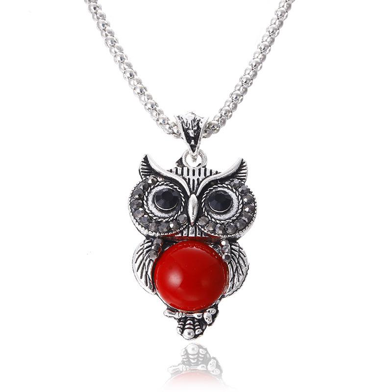 Metal Owl Turquoise Jewelry Set: Necklace, Earrings, and Bracelet - European & American Fashion