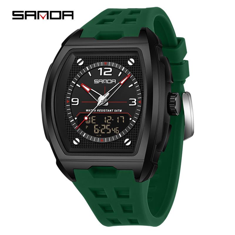 SANDA Trendy Student Men's Dual Display Electronic Watch with Snooze Alarm