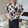 Schicke Vintage-Bedruckte Hemden Sommer Lässig Locker Herrenbekleidung Umlegekragen Japan-Stil Taschen Gespleißte Kurzarmhemden