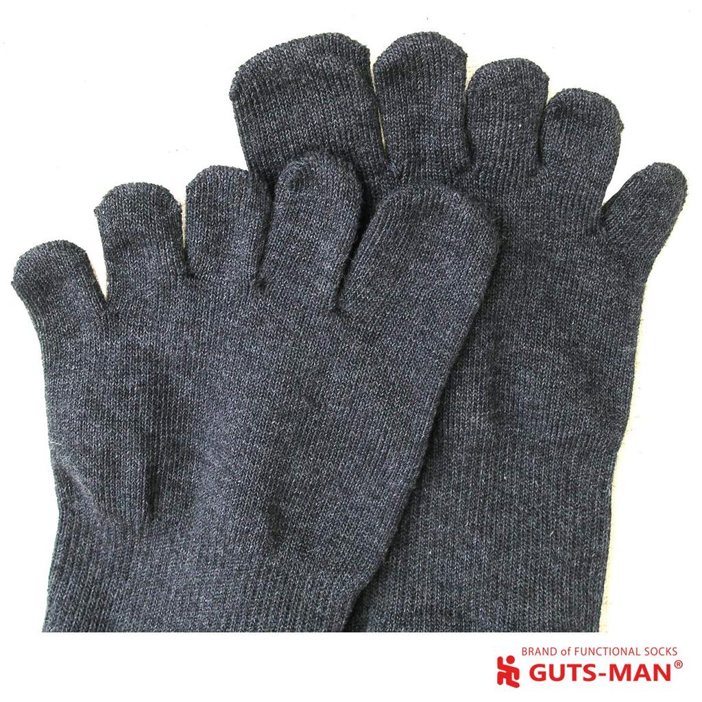 Gutsman Thinnest Force Organic Size L Midnight Gray Five-Toe Socks, Self-Defense Cotton, Deodorizing, (27-29cm),