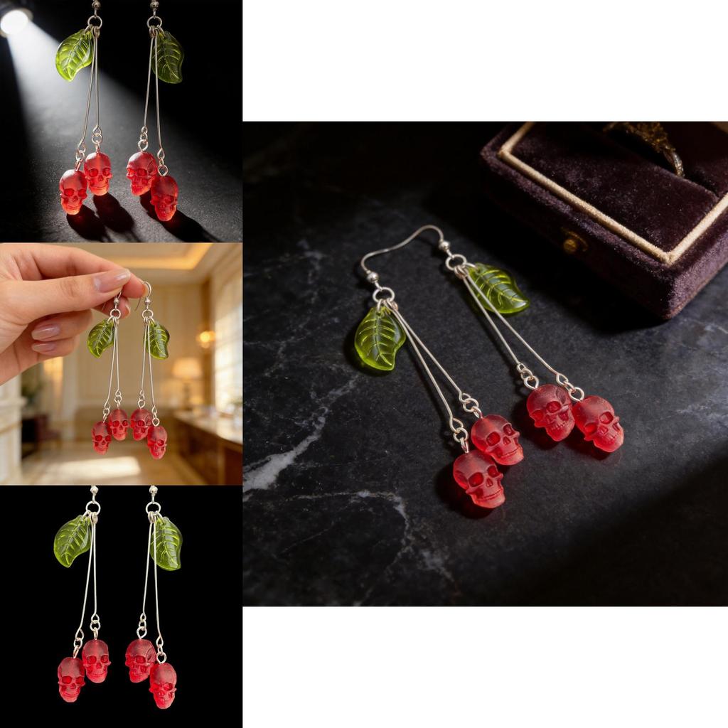 Gothic Style Copper Earrings With Cherry Motif For Trendy Women