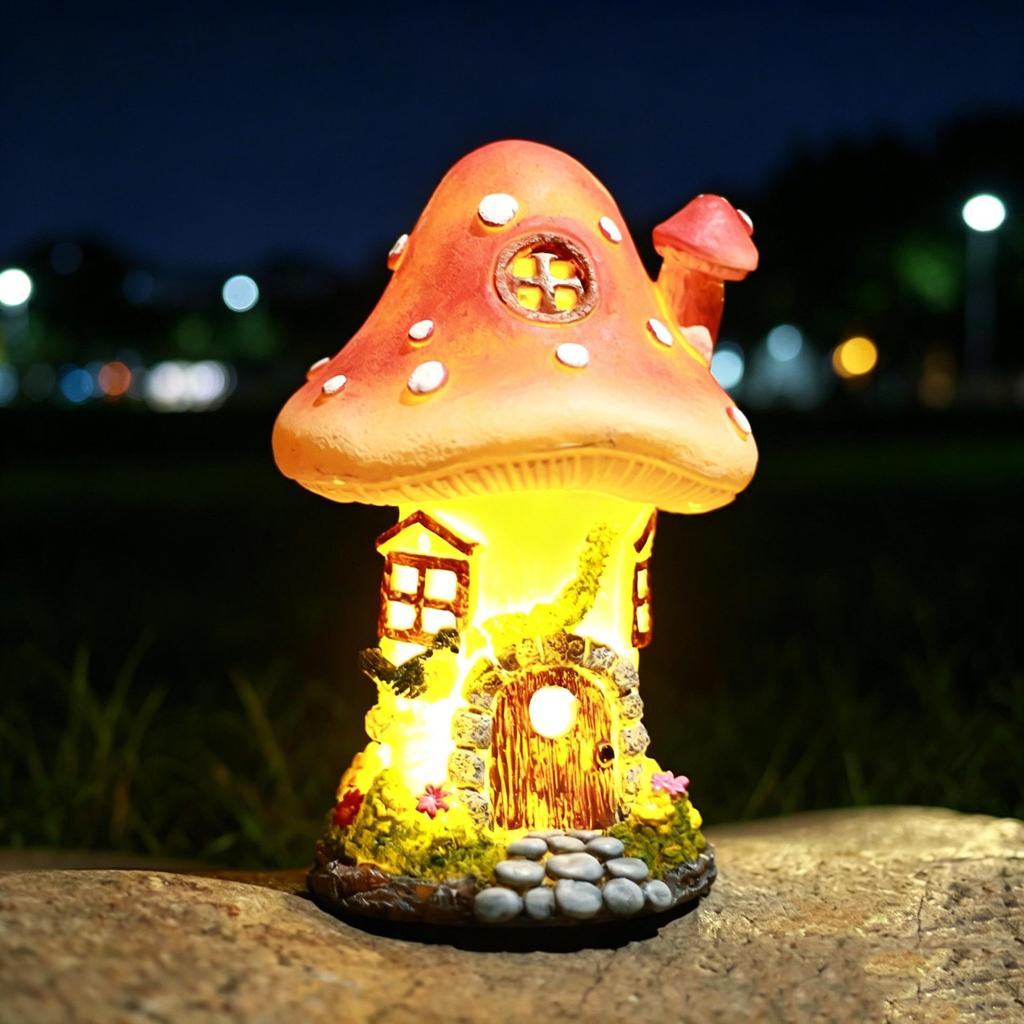Luce Creativa a Forma di Fungo Fiore Casa Solare: Ornamento da Giardino in Resina per Esterno