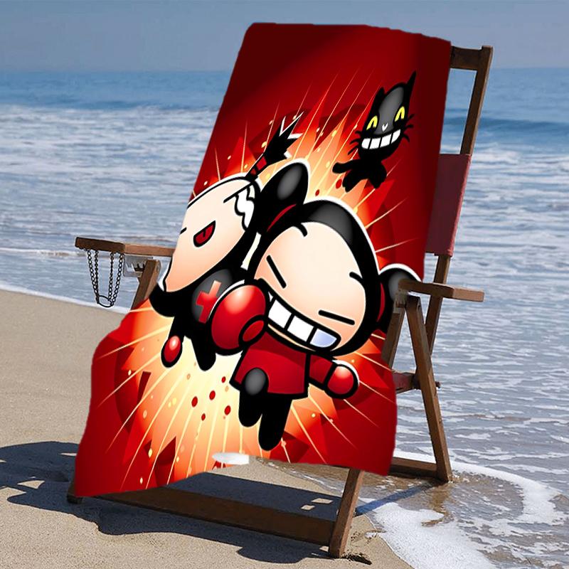 proof beach towel with a Pucca1 pattern - soft,absorbent,quick-drying,machine washable - perfect for swimming,camping,bathing