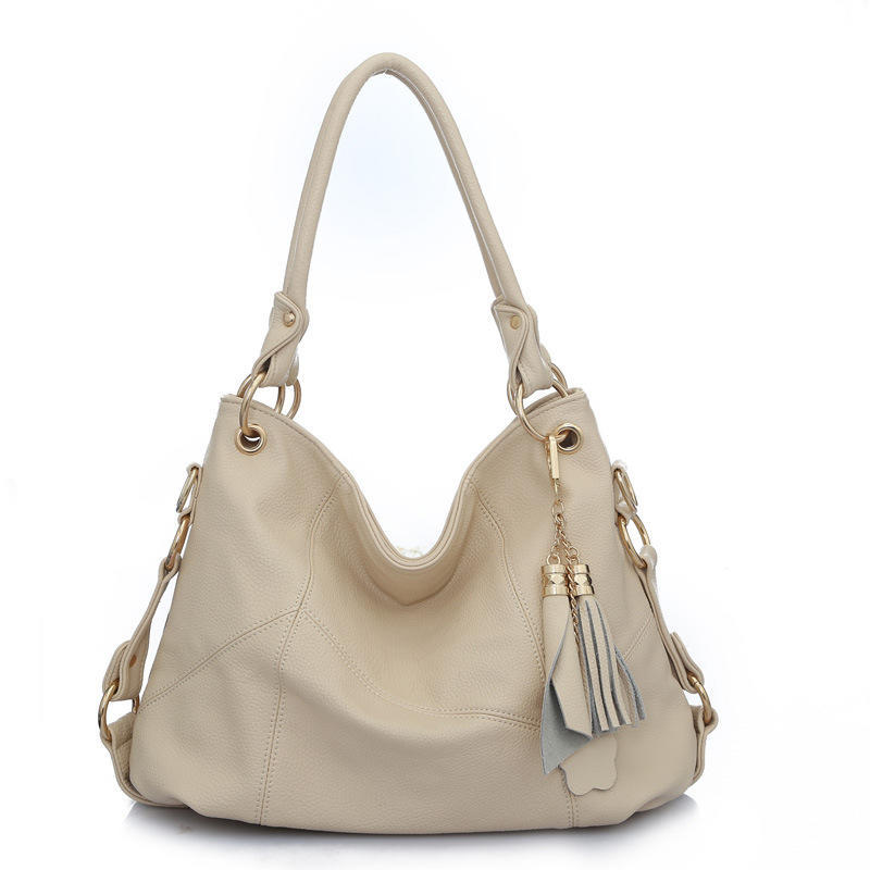 Women's Bag New European and American Fashion Popular Women's Style, Trendy Single Shoulder Fringed Splicing Soft Leather Portable Messenger Bag