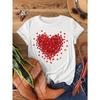 Heart Print Crew Neck T-Shirt, Casual Short Sleeve Top For Spring & Summer, Women's Clothing European Size