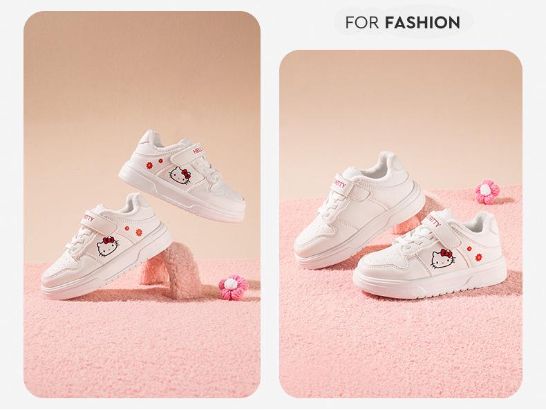 Cartoon Girls' Sports Shoes: Versatile White Non-Slip Skate Shoes for Kids, 2025 Autumn/Winter Collection.