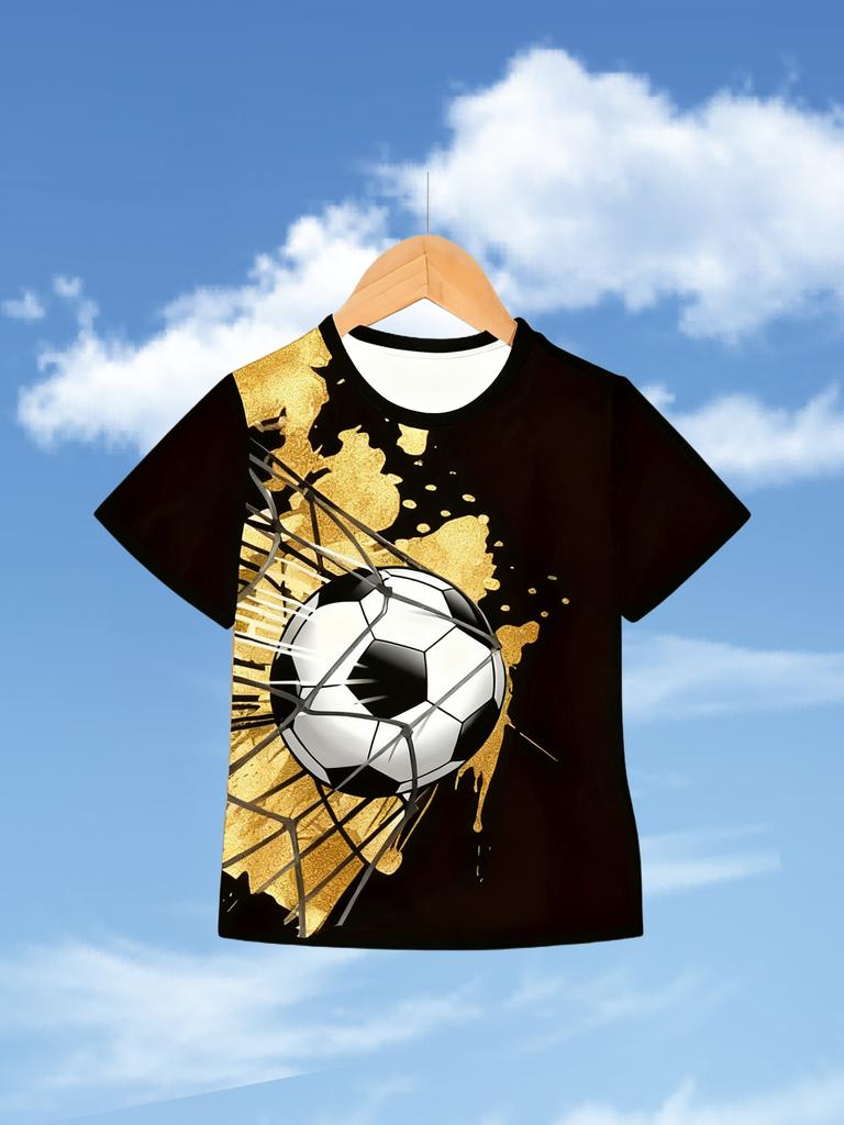 Children's Clothing 3D Football Print Short Sleeve T-Shirt Boy Clothes Summer Casual Quick-Dry Football Shirt Kids Clothes Tops