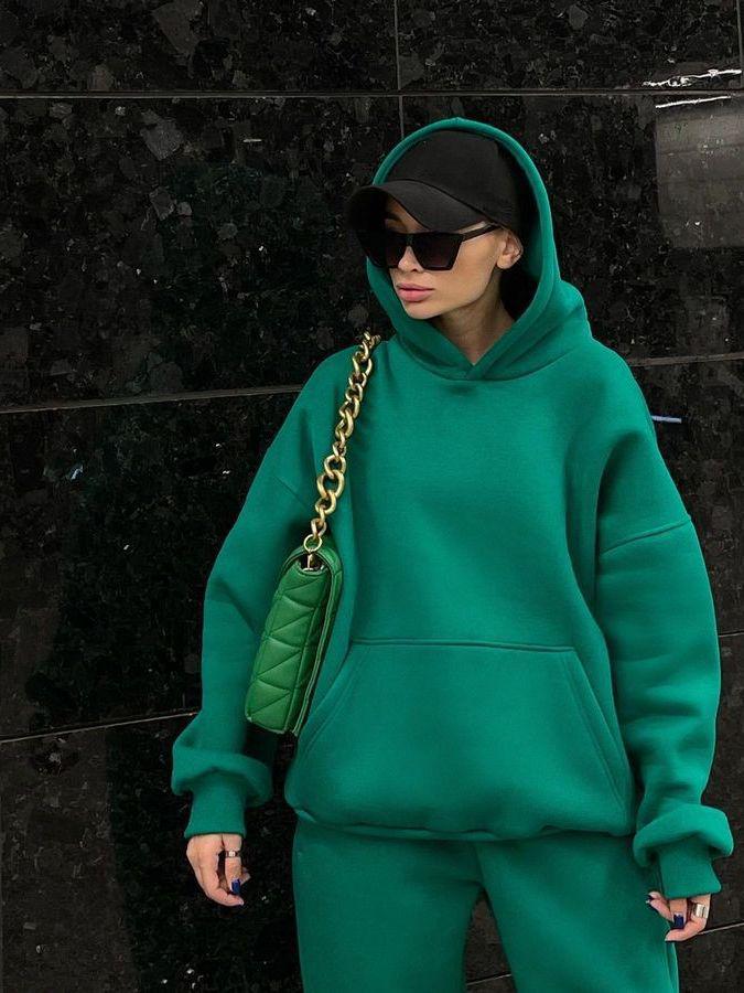 2024 Autumn Women's Plus Size European & American Sports Set - Casual Two-Piece Hoodie