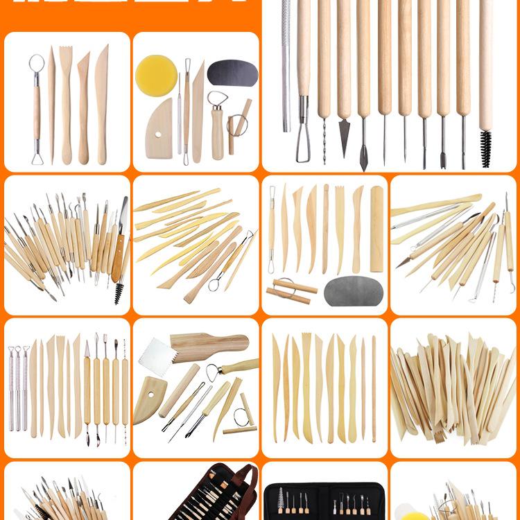 Zestaw narzędzi do rzeźbienia w glinie—Glinka olejowa, plastikowe nożyki do figurek DIY z gliny polimerowej i rzeźbienia w ceramice