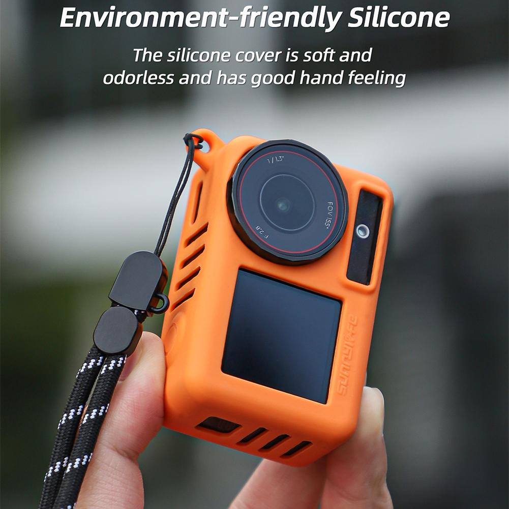 Silicone Cover Shockproof Sport Camera Case with Hanging Rope Scratch-proof Camera Cover for Osmo Action 5 Pro Accessories