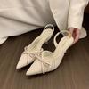 Bow Light Mouth Single Shoes Bag Head Pointed Head Thin Heel High Heels Shoes Women's Sandals Small Commuting