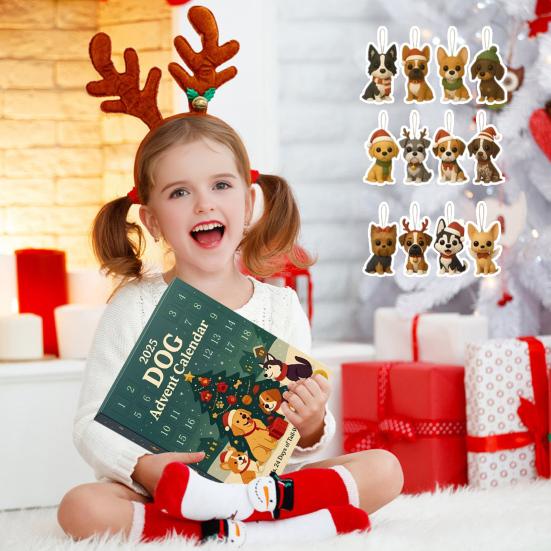 Yousheng Dog Advent Calendar 2025 24 Days Christmas Countdown Calendar with 24 Dog Breeds Ornaments Christmas Gift for Dog Lovers