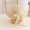 Internet celebrity lace bow straw hat baby sun hat girls beach hat British tide top hat flat top sun hat