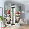 2pcs 2D flat printing Happy Christmas Party Curtains Christmas Gnomes Forest Lanterns Digital Printed Polyester Drapes Holiday
