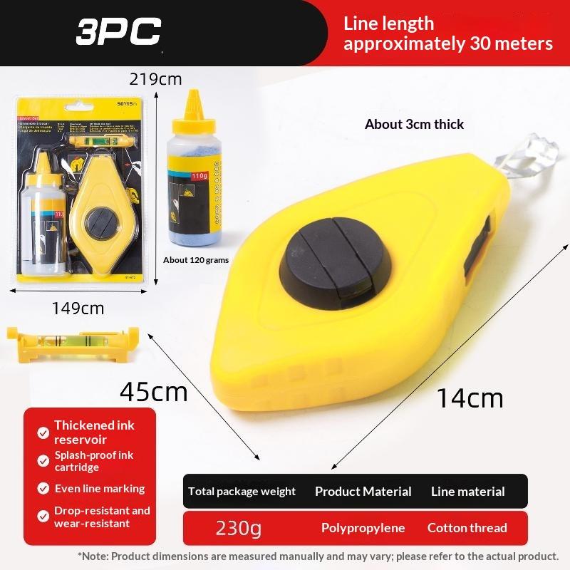 Chalk Line Reel Set Drop Resistant Shell Fast Rewind Clear Mark For Carpentry Construction Home Renovation Thickened And Durable