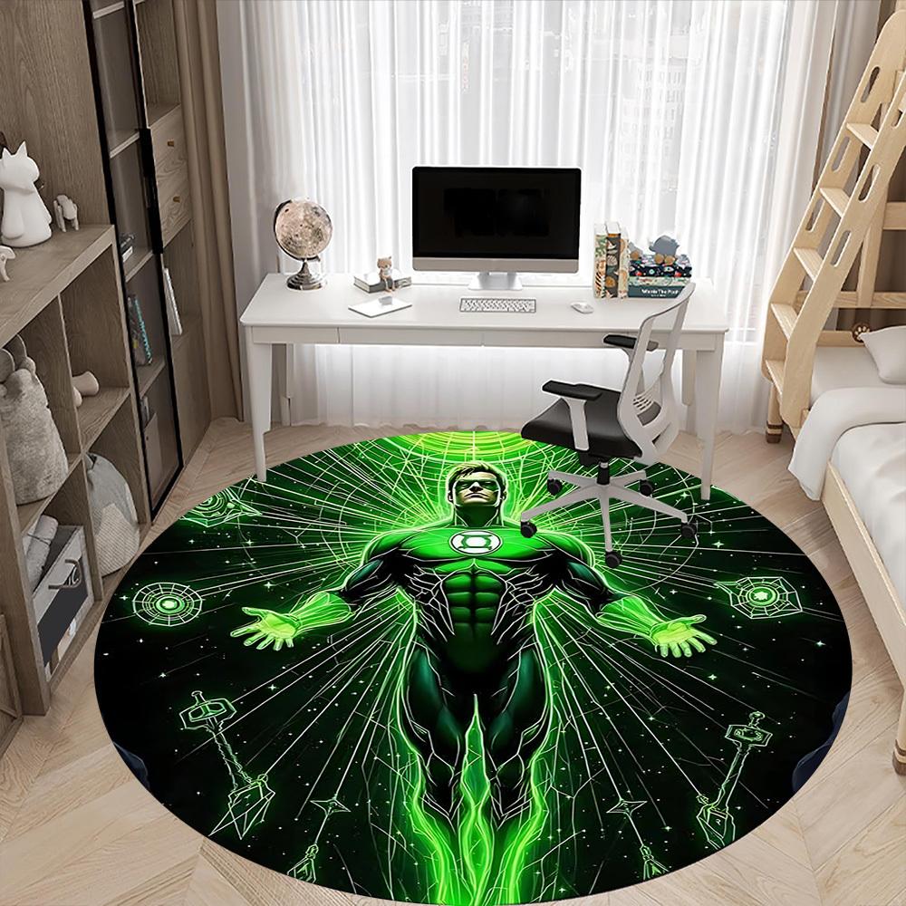 1pc Green Lantern Cosmic Office Round Area Rug, Under Office Chairs Bedroom Living Room Home Decor, Room Deco, Available in Various Sizes