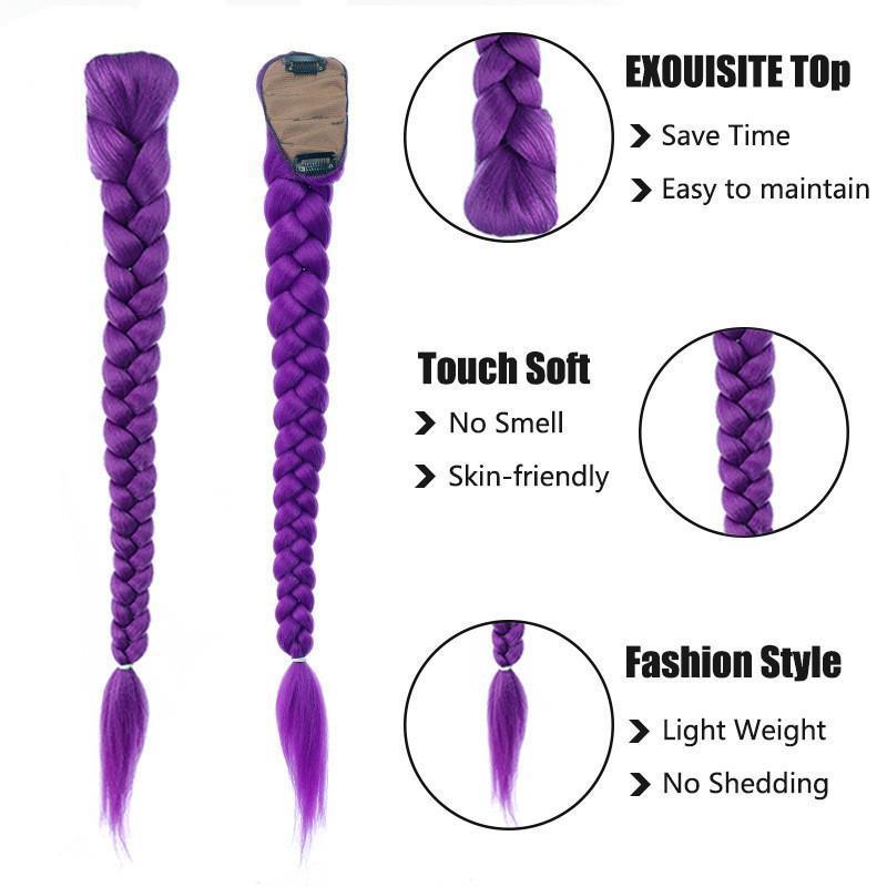 Perruques Rumi Princess Kpop Hunters Violettes à Longue Queue de Cheval de 80 cm Accessoire Prop de Cosplay d'Halloween