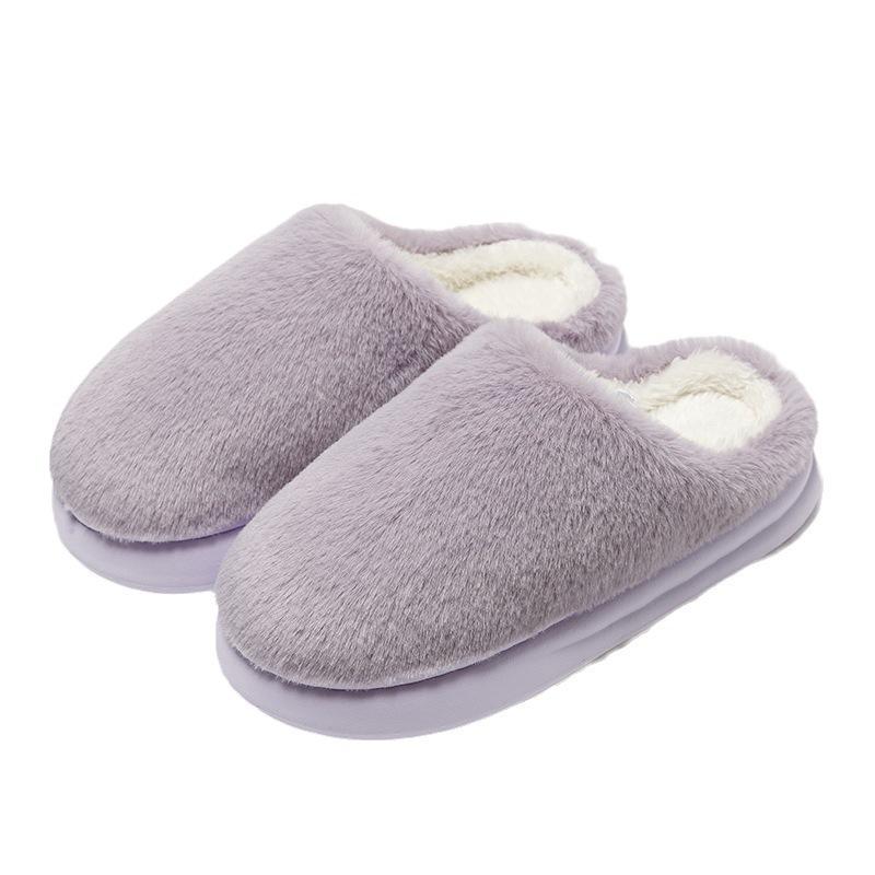 Mao Mao slippers autumn and winter 2025 new velvet warm home non-slip soft sole solid color shoes cotton mop