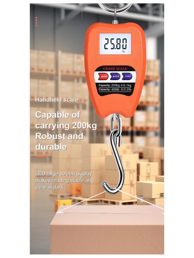 Handheld 200kg Portable Electronic Crane Hook Luggage Scale