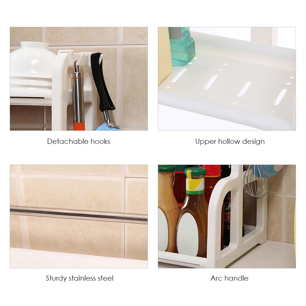 Buy 2-Tier Storage Rack Countertop Standing Shelf with Hook Condiment ...