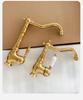 European Style Gold Basin Faucet Chrome Hot and Cold Mixers Antique Wash Basin Faucet Taps 360 Rotating Kitchen Faucet