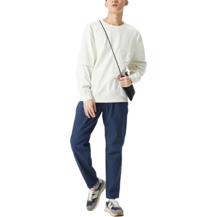 New Balance Sweatshirts Men's Ivory White Crew Neck Moderate Regular AMT21369-IV