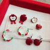 Flocked Ankola Red Apple Earrings - Cute, Sweet, and Versatile for Autumn/Winter and New Year
