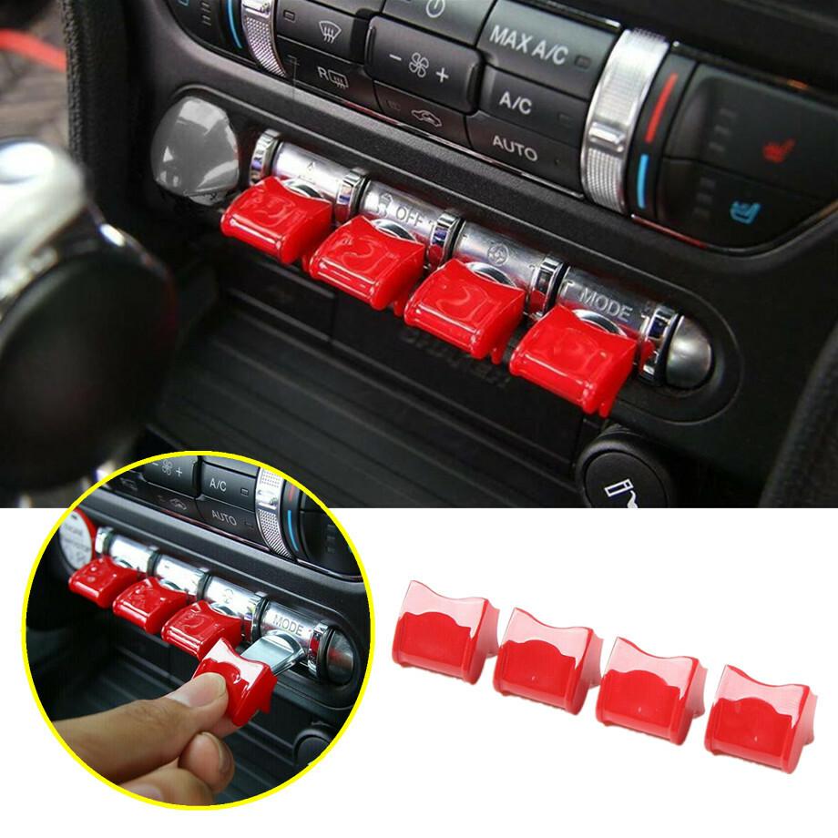 For 2015-2021 Ford Mustang Red Console Dashboard Button Engine Start Stop Trims
