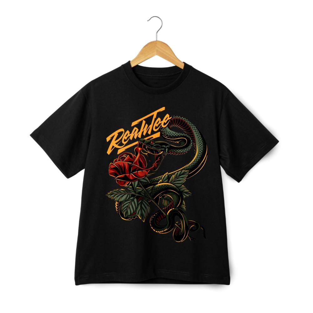 Trendy Snake Rose Real Tee Graphic Tee|Unisex Gothic Fashion & Casual Hang Shirt S