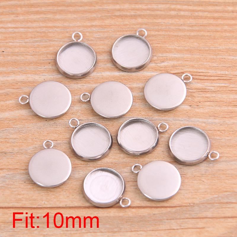 10-30mm Stainless Steel Round/Rectangular Gem Base Tray Pendant Connector