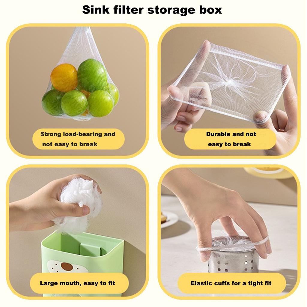 Kitchen Sink Filter Disposable Extraction Sink Filter Storage Box,Household Wall Mounted Cute Drawer Box