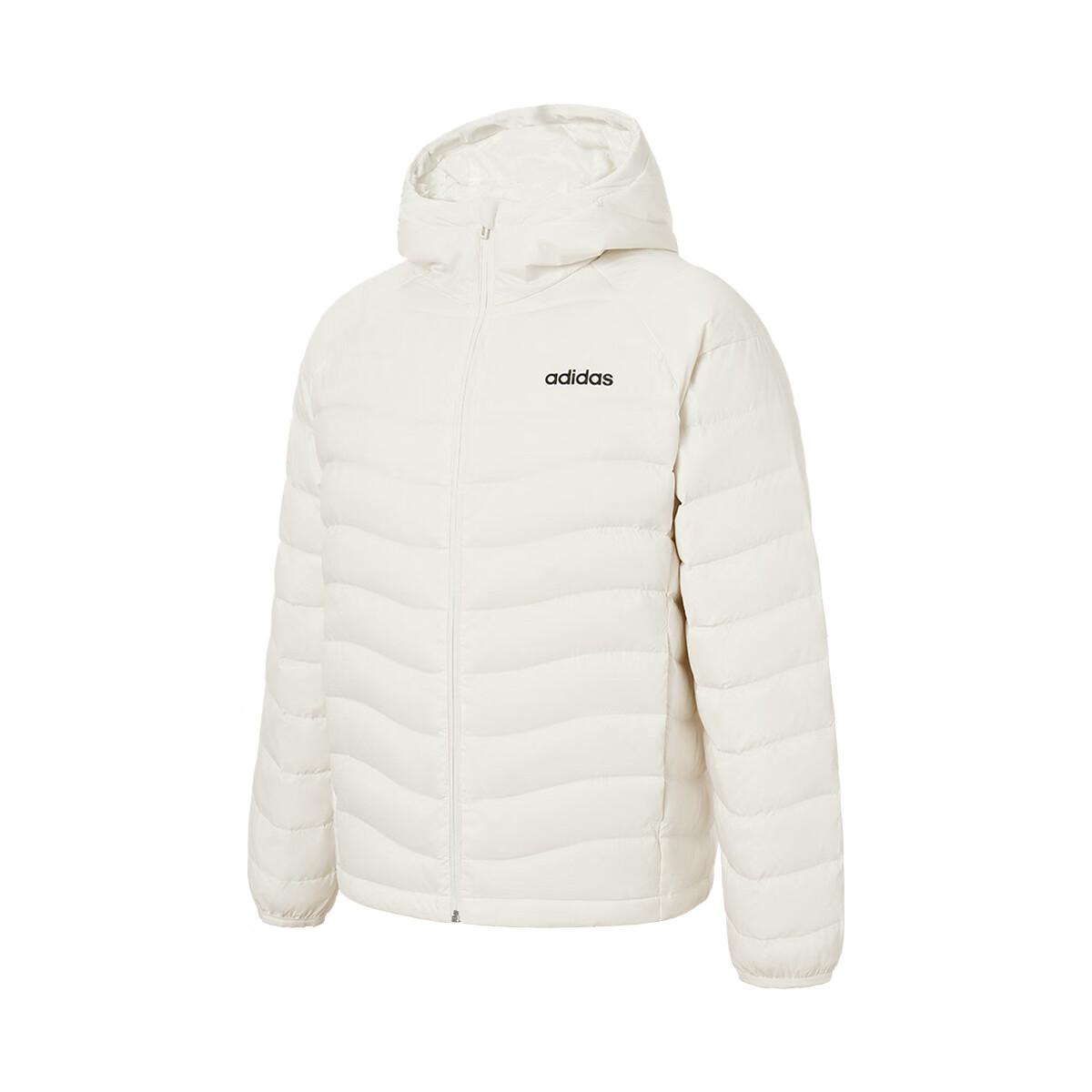 adidas Lightweight Hooded Short Down Jacket Off White Unisex JW1681 3XL